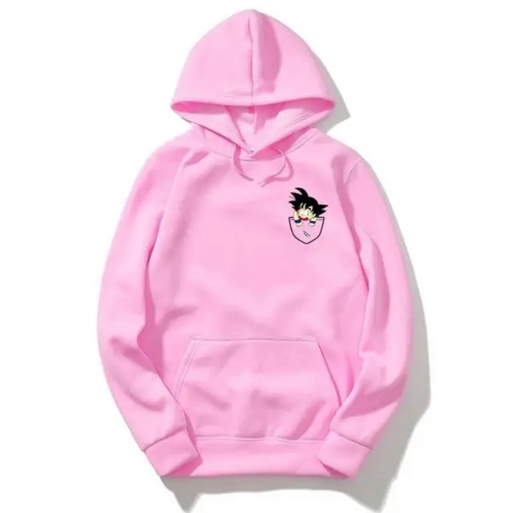 Pink x Goku Kid Anime Embroidered Hoodie